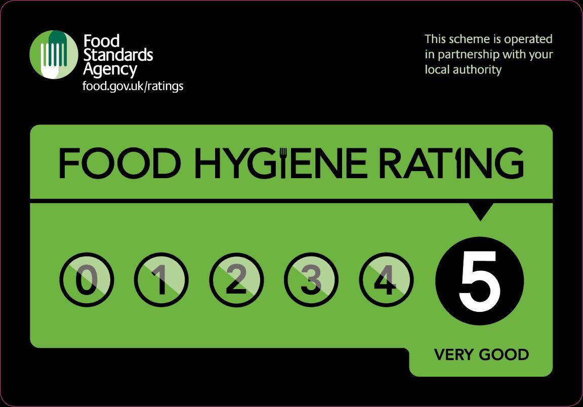 Food Hygiene Rating - sticker - 5 rating Food Hygiene Rating sticker with a five rating
